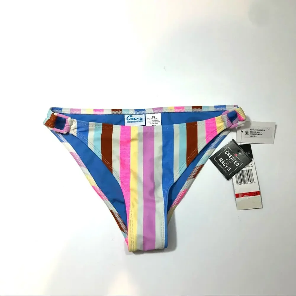 California Waves Stripe Hipster bikini swim bottom